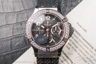 H6 Replica Hublot Big Bang 7750 Chronograph Black Dial Baguette Diamond Bezel 44 MM Automatic Watch